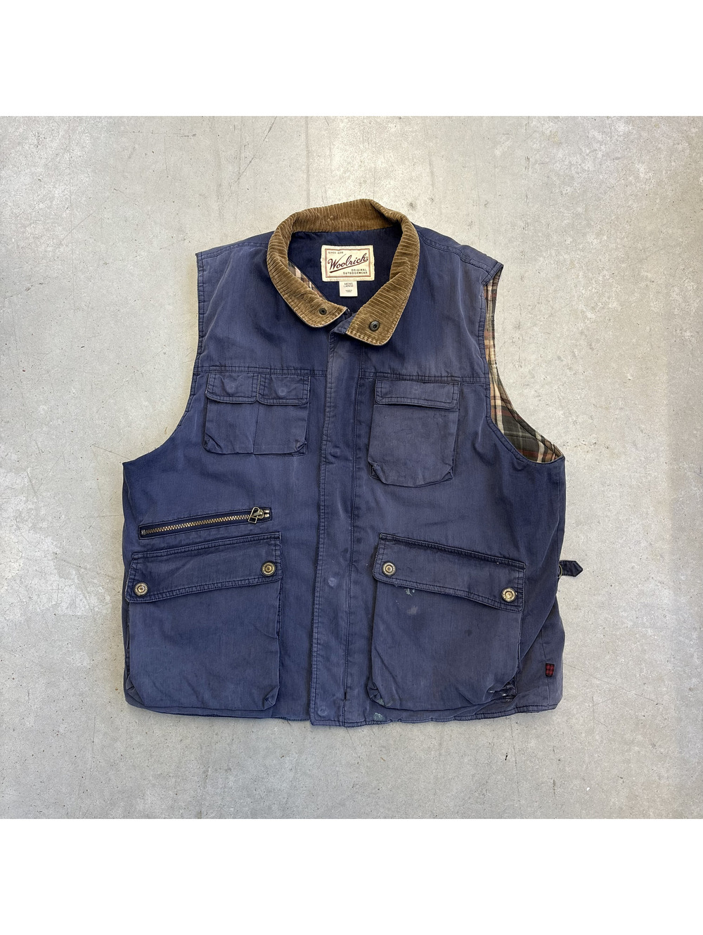 Vintage 90s Woolrich Faded & Thrashed Insulated Vest Large Navy